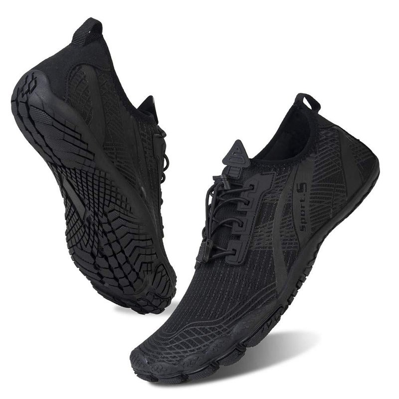 WateLves Water Shoes for Men Women Barefoot Quick-Dry Aqua Sock Outdoor Athletic Sport Shoes Kayaking Boating Hiking Surfing Walking (M-Black/Blue, 42) - Image 1